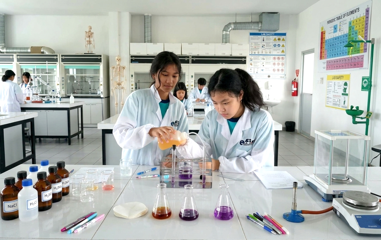 Students in the science laboratory